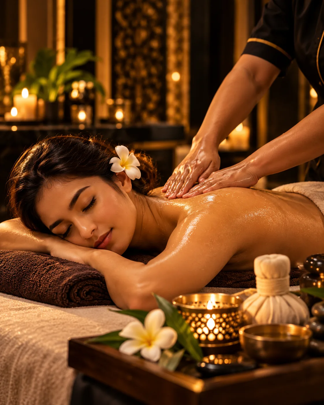 Aroma massage with warm oil at Royal Unisex Salon & Spa