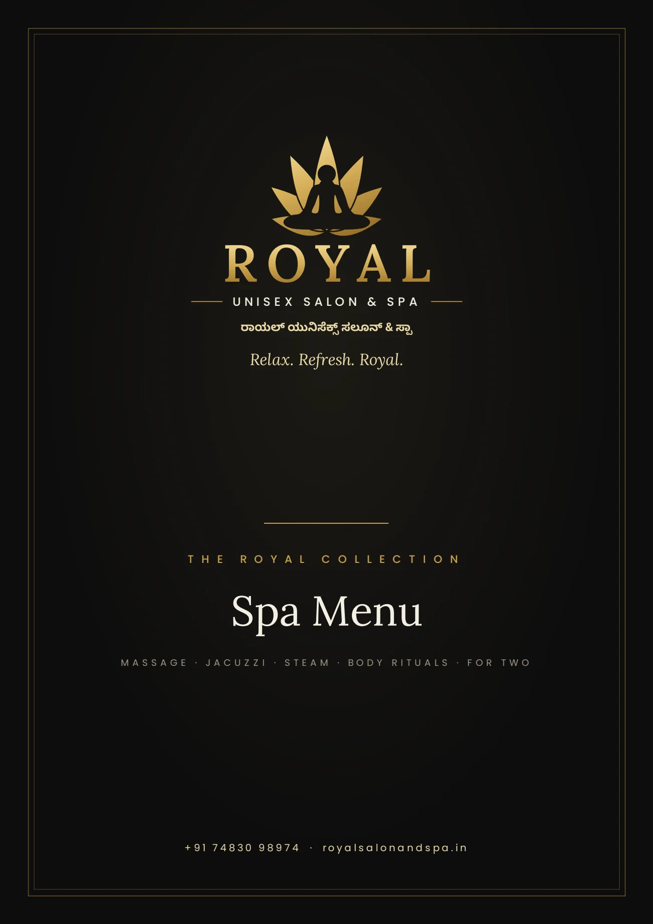 Royal Unisex Salon & Spa menu cover